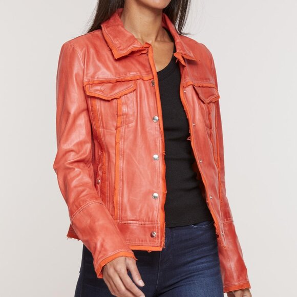 Overland Coraline Washed Lambskin Leather Jacket Large NWT - Picture 4 of 12